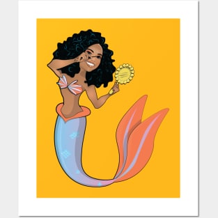 Mermaid Putting on Makeup Posters and Art